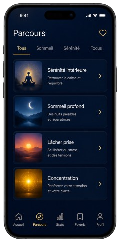 Liste des parcours de l'application The Tone